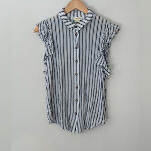 Anthropologie Maeve Striped Sleeveless Blouse Boho Cottagecore Casual Chic M